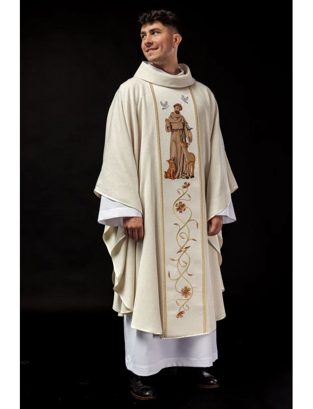 Chasuble with embroidered image of Saint Francis (112H)