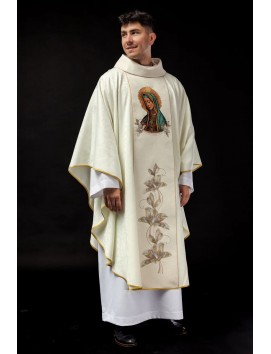 Chasuble with embroidered image of Our Lady of Guadalupe (113H)