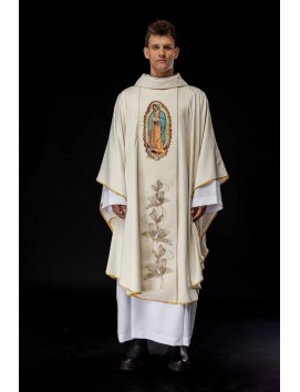 Chasuble with embroidered image of Our Lady of Guadalupe (117H)