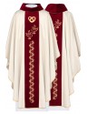 mbroidered wedding chasuble, velvet belt, burgundy (123H)