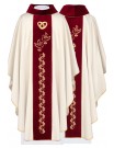 mbroidered wedding chasuble, velvet belt, burgundy (123H)
