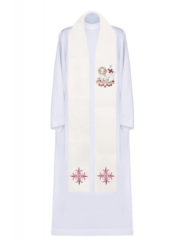 Embroidered Easter stole with the symbol of the Lamb of God (125H)