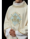 Ornat haftowany z motywem maryjnym - ecru (128H)