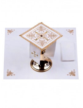Chalice linen set, linen, cross embroidery (85H)