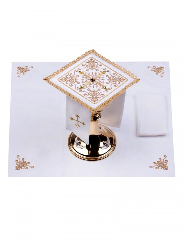 Chalice linen set, linen, cross embroidery (85H)