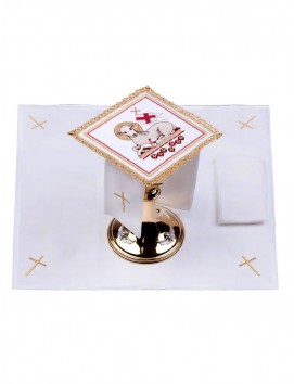 Chalice linen set, linen, Lamb motif (86H)