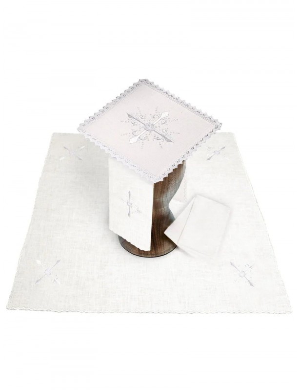 Chalice linen set, linen, Cross embroidery (87H)