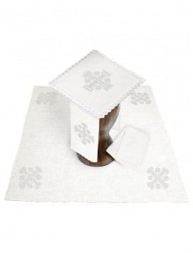Chalice linen set, linen, Jerusalem Cross embroidery (88H)
