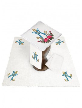 Chalice linen set, linen, Marian embroidery (89H)