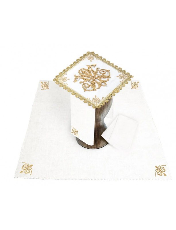 Chalice linen set, linen, Marian embroidery (94H)