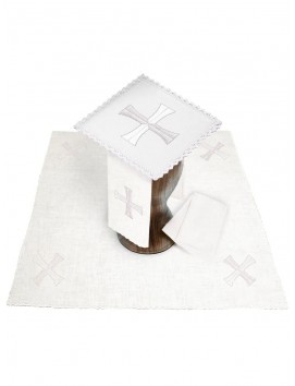 Chalice linen set, linen, cross embroidery (96H)