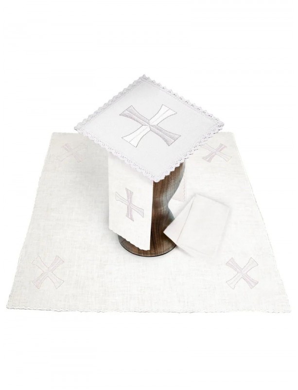 Chalice linen set, linen, cross embroidery (96H)