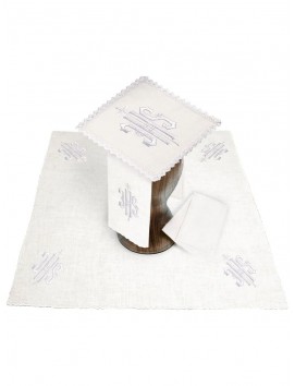 Chalice linen set, linen, IHS embroidery (98H)