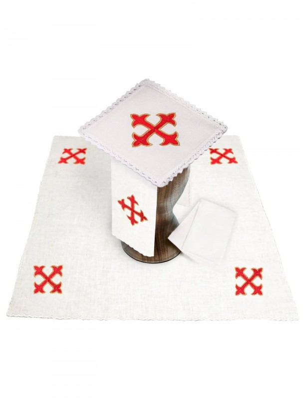 Chalice linen set, linen, cross embroidery (99H)