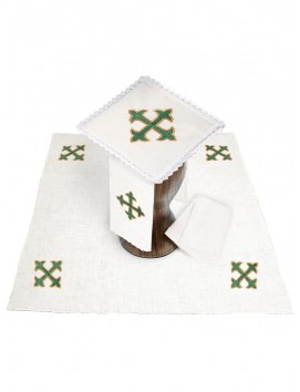 Chalice linen set, linen, cross embroidery (100H)
