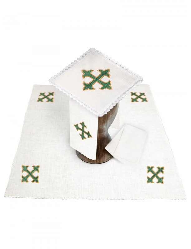Chalice linen set, linen, cross embroidery (100H)