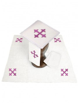 Chalice linen set, linen, cross embroidery (101H)