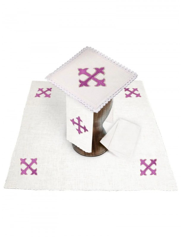 Chalice linen set, linen, cross embroidery (101H)