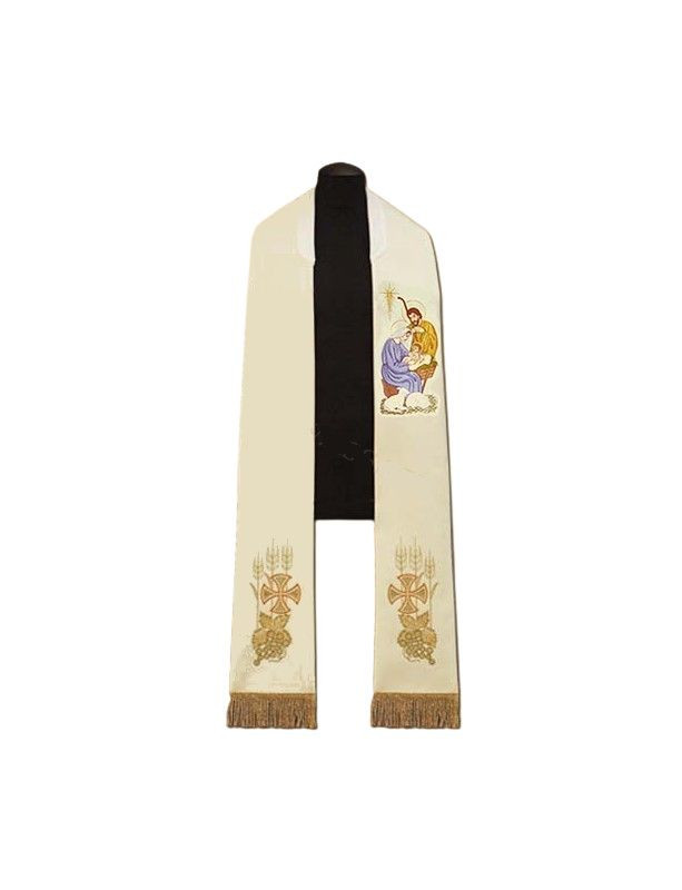 Stuła kapłańska wzór Bożonarodzeniowy