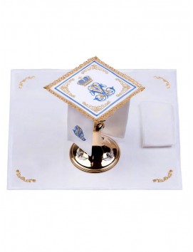 Chalice linen set, linen, Marian embroidery (106H)