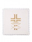 Chalice linen set, linen, embroidered with a cross and fish (108H)