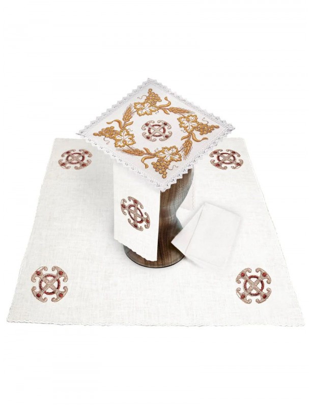 Chalice linen set, linen, gold embroidery (109H)