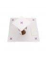 Chalice linen set, linen, purple cross embroidery (110H)