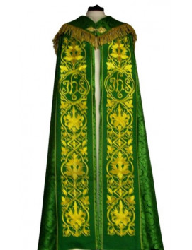 Chape brodée - IHS verte - rosette
