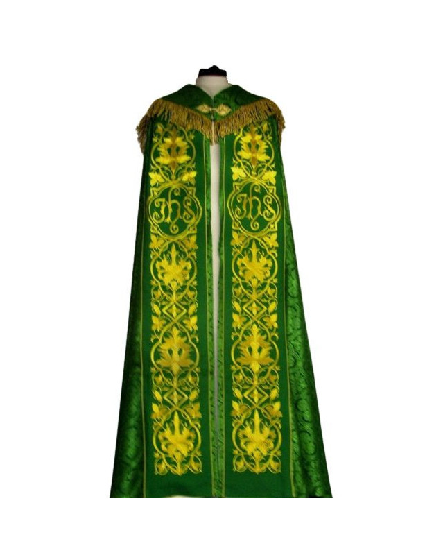 Chape brodée - IHS verte - rosette