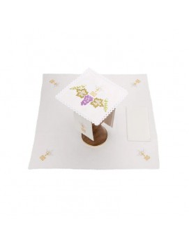 Chalice linen set, linen, chalice + grapes embroidery (114H)
