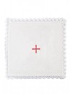 Chalice linen set, linen, red cross embroidery (115H)