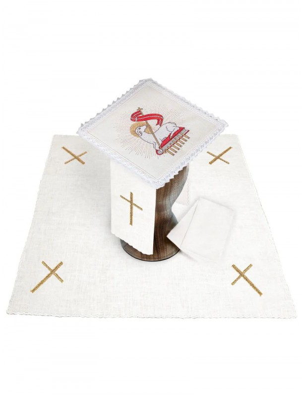 Chalice linen set, linen, Lamb embroidery (117H)