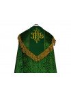 Embroidered cope - IHS green - rosette