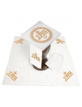 Chalice linen set, linen, IHS embroidery (119H)
