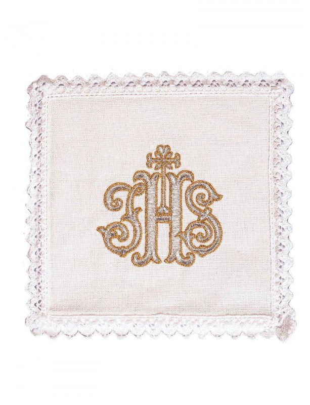 Chalice linen set, linen, IHS embroidery (120H)