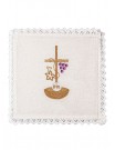 Chalice linen set, linen, cross embroidery + grapevine (121H)