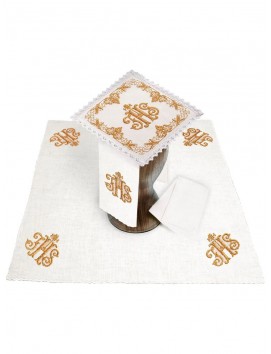Chalice linen set, linen, IHS embroidery (122H)