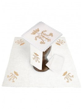 Chalice linen set, linen, Marian embroidery (123H)