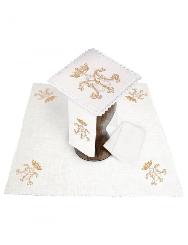 Chalice linen set, linen, Marian embroidery (123H)