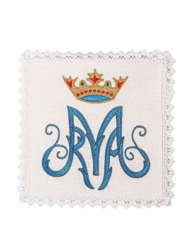 Chalice linen set, linen, Marian embroidery (126H)