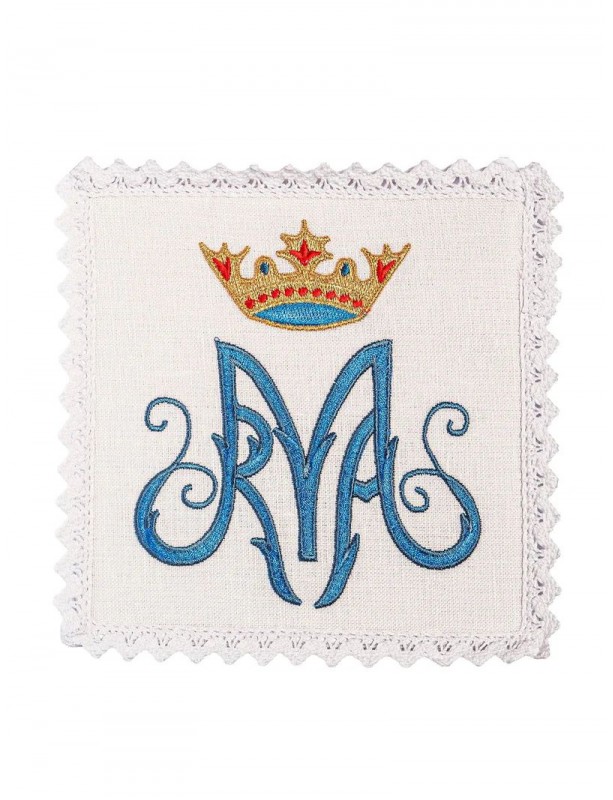 Chalice linen set, linen, Marian embroidery (126H)