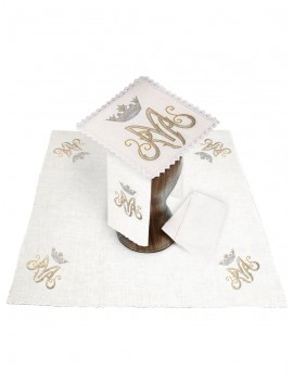 Chalice linen set, linen, Marian embroidery (127H)