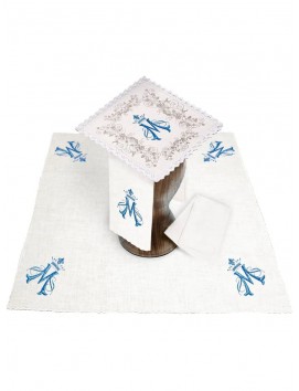 Chalice linen set, linen, Marian embroidery (128H)