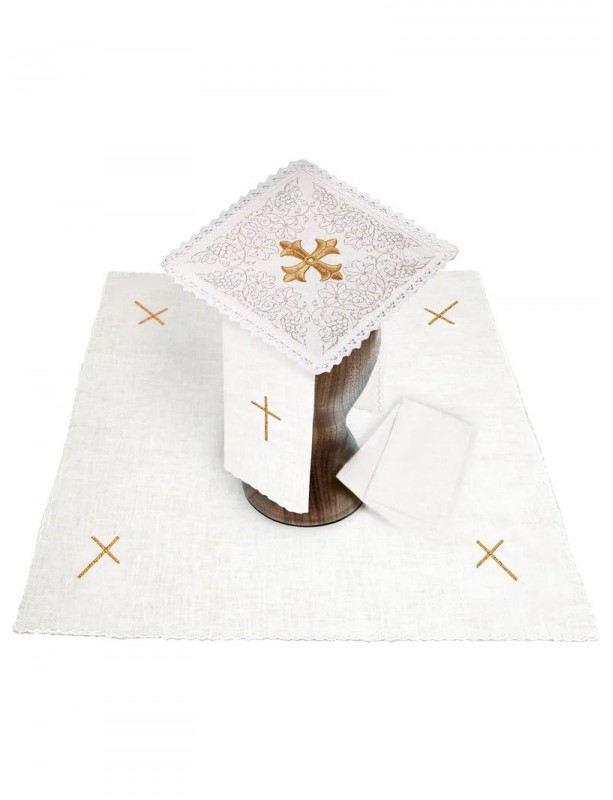 Chalice linen set, linen, cross stitch (131H)