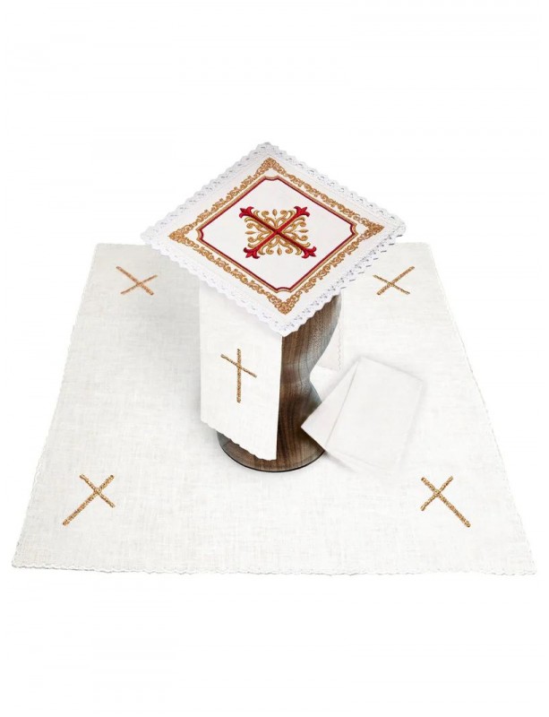Chalice linen set, linen, cross stitch (132H)