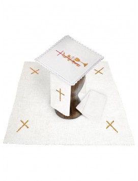 Chalice linen set, linen, cross embroidery + chalice (133H)