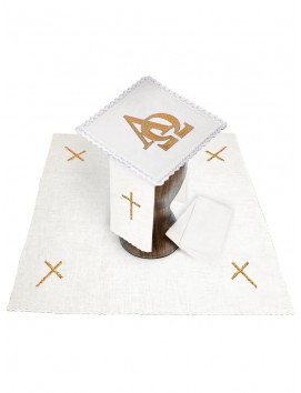 Chalice linen set, linen, Alpha and Omega embroidery (135H)