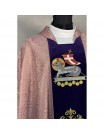 Gothic pink chasuble + stole, jacquard fabric (8K)
