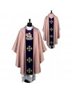 Gothic pink chasuble + stole, jacquard fabric (8K)