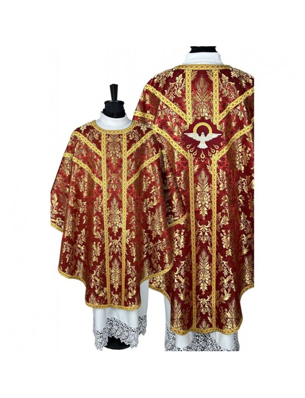 Semi-Gothic chasuble HOLY SPIRIT + stole, burse, maniple, chalice veil (10K)